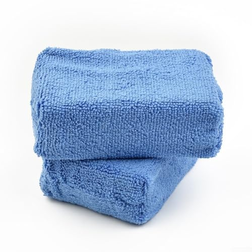 Almohadillas de esponja aplicadoras de microfibra azul, paquete de 4 u 8 para lavado de coche, cera y pulido, aplica suavemente, selladores, esmaltes y apósitos, bordes cosidos interiores suaves para