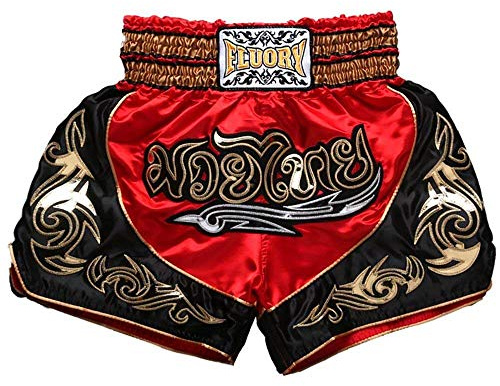 FLUORY Muay Thai shorts, MMA Fight shorts träningskläder bur kampsport kampsport kickboxning shorts kläder, 1mtsf12-röd, XL