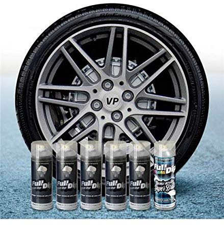 Set di cerchi in vinile liquido Full Dip 6 Sprays alluminio metallizzato lucido