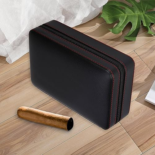 Tragbare Zedernholz-Zigarrenschachtel - Reisehumidor mit Reißverschluss, Aufbewahrungsbox für Zigarren aus spanischer Zeder, ideal für Reisen im Freien, portable Etui für Zigarrenliebhaber