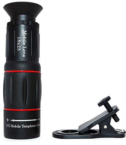 Nuzamas, obiettivo per fotocamera del cellulare, universale, 18 x 25, telescopio monoculare con clip, adatto alla maggior parte degli smartphone per birdwatching, viaggi, caccia, giochi di calcio