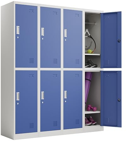 Racking Solutions 4 x 2 Door Metal Storage Lockers, Blue Free Next Working Day Delivery