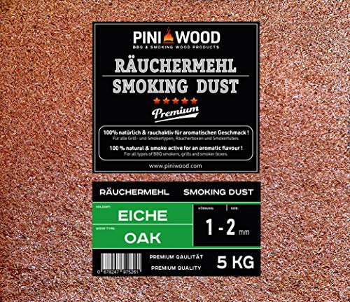 PINI 5 kg di trucioli per affumicatura di quercia, 1-3 mm, trucioli per affumicatura, 18 litri
