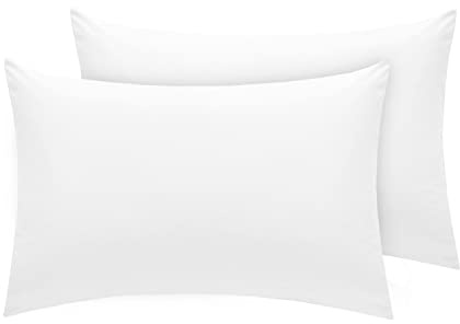 Kissenbezüge mit Fadenzahl 800, 100 % reiner ägyptischer Baumwollsatin, superweich, Hotelqualität, 2 Kissenbezüge, Weiß