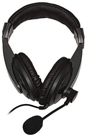 Link LKHS1X35 Cuffia Audio con Microfono Orientabile Connettore, Nero, 1 X 3.5 mm