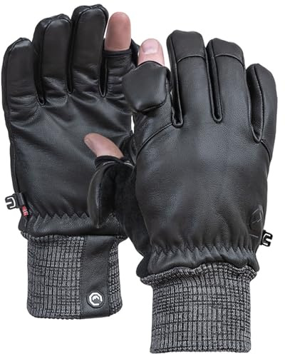 Vallerret Hatchet Photography Glove, FlipTech Finger Caps with Magnets, Merino Wool Lining for Comfort & Resilient Goat Leather