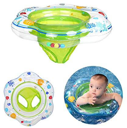 XQMMGO Baby simring flytande, simbassäng badtillbehör för barn, småbarn och spädbarn, uppblåsbar simring med säte för spädbarn i åldrarna 6-36 månader (grön)