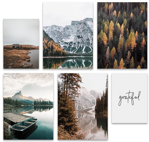 Hambient Tableau Decoration Murale Salon - SANS Cadre - Decoration Chambre - Tableaux, Posters et Arts Décoratifs - Deco Maison, Cuisine, Bureau (Foret Montagnes Nature, 4 x 30x40, 2 x 21x30 cm)
