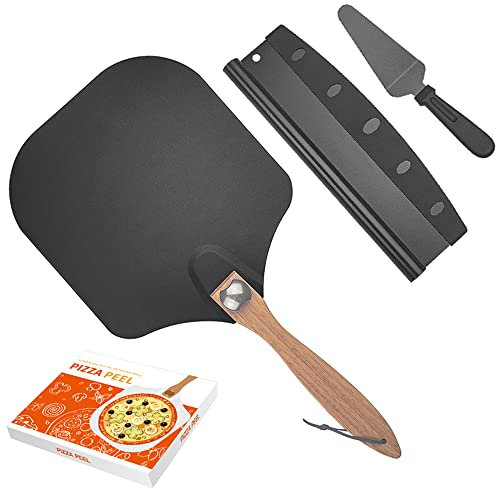 MNSSRN Folding Aluminum Pizza Spatula Combo, Large Pizza Crust Pizza Paddle, Stainless Steel Pie Knife Kitchen Cake Baking Spatula for Kitchen Food Bread Baking