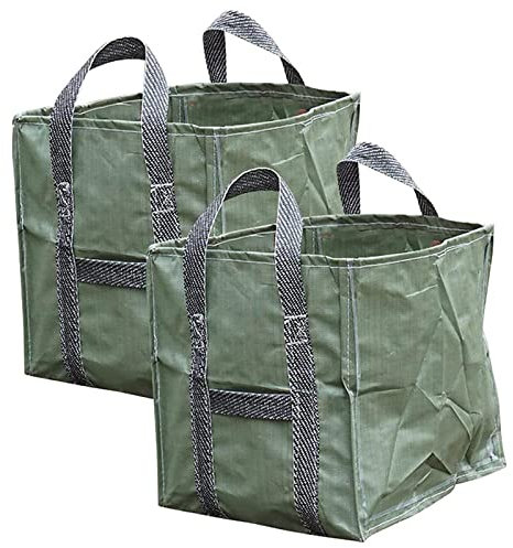2-Pack 250 L Wiederverwendbare Gartenabfallsäcke, Heavy Duty Gartenarbeit Säcke mit Griffen, Stabil Wasserdicht UV-Beständig robuste Faltbar Gartentasche Abfallsack