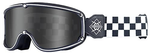 JSSEVN Motorradbrille Vintage Leder Reitbrille Scooter Off Road Anti Kratzer Brille für Herren Damen Erwachsene Grau