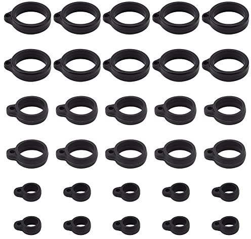 GORGECRAFT 30PCS 3 Sizes Anti-Lost Silicone Rubber Ring Black Adjustable Band 20mm/ 13mm/ 8mm Inner Diameter Loss-proof Pendant Holder for Pens Protective Device Keychains Office Daily Sport Supplies