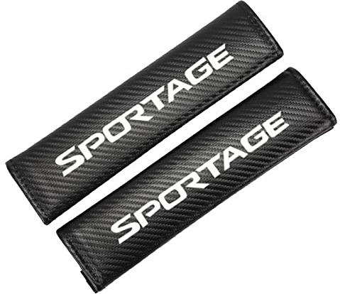 Stylecart 2 Pezzi Auto Imbottiture Cinture di Sicurezza in Fibra di Carbonio per K-IA Sportage, Copri Cintura di Sicurezza per Auto Copertura Protezione della Spalla Comfort Morbido,Black