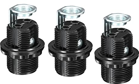 PATIKIL E12 Bombilla Soporte Luz Zócalo, 3 Paquete Tornillo Totalmente Rosca LED Bombilla Lámpara Soporte para Colgantes Luces, Negro