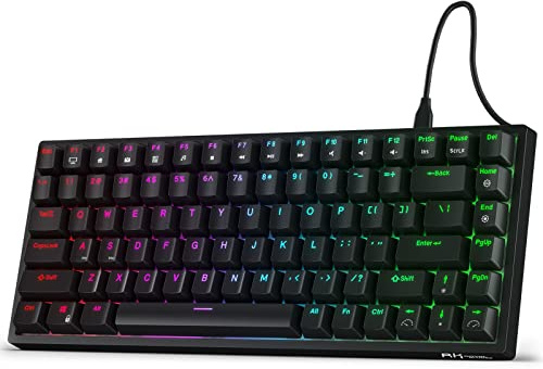 RK ROYAL KLUDGE RK84 Wired RGB 75% Hot Swappable Mechanical Keyboard, 84 Keys Tenkeyless TKL Gaming Keyboard w/Programmable Software and High-Capacity Battery, RK Blue Switch, Black