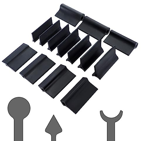 14 pcs Rubber Polishing Pad Flexible Contours Convex Concave Sanding Block, Sandpaper Holder Woodworking Tools Double Ended Contour Grinding Block for Lathe Wood Carving & Crafts (Black Rubber)