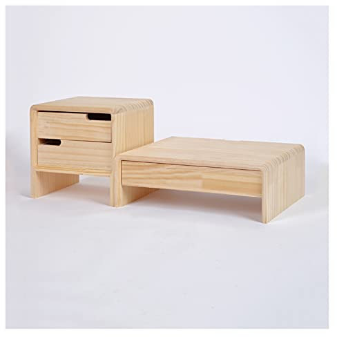 Schmuckkiste Hölzerner Laptop-Stand-Halterung-Monitor-Stand-Riser mit Speicherorganisator-Schubladen Multifunktionale Schreibtisch-Organizer-Büro-Desktop-Schubladen-Aufbewahrungsbox Schmuckkasten-Orga