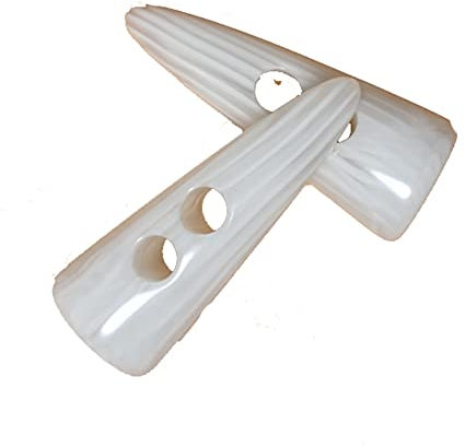 Yurosiay 10 Stück 5cm Horn Knebelknöpfe Doppelloch Harz Knebelknöpfe Kunststoff Nähknöpfe Klein Knöpfe Basteln Kunstharzknöpfe für Mäntel Jacken Blazer DIY Kleidung Nähzubehör Weiße 1#