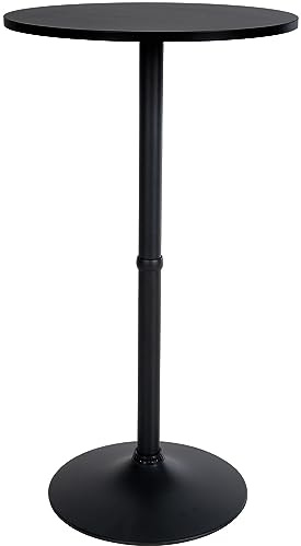 CLP Tavolino Tondo Bar Moderno I Tavolino Alto Da Appoggio Superficie In Legno Ø 60 I Tavolino Rotondo Gastronomia Alt. 110 CM, Colore:nero/nero