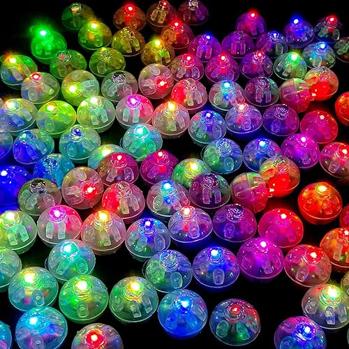 TaimeiMao 50 Stück Bunt LED Ballonlichter, Runde Mini LED Luftballon Licht | Leuchtkugeln Klein, für Papier Lampions, Hochzeit, Weihnachten, Party, Geburtstag, Halloween Deko