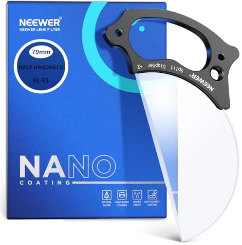 NEEWER 79mm Filter mit geteiltem Dioptrieneffekt, halbgewölbter Fotografie Prismenfilter mit Handgriff, 1/4 Schraubenloch für kleines Magisches Arm Stativ, BK9 Kristallglas für Vordergrundunschärfe