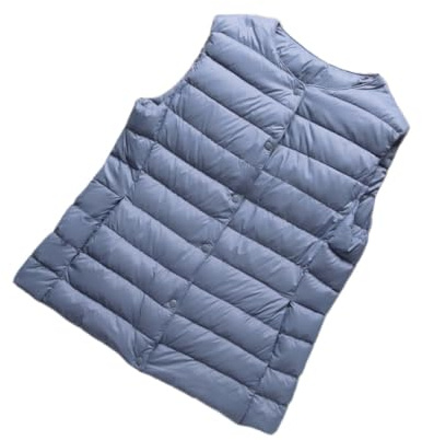 OutFyt Gilet Trapuntato Girocollo da Donna, Leggero con Bottoni A Pressione Gilet Imbottito Senza Maniche Gilet Esterno Antivento Gilet Imbottito Gilet Invernale, Blu, S