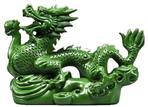 Shuangliao Chinesische Fengshui Drachen Statue, 10cm, Grün, Drache, Dekofigur, 2024 Neujahr Geschenke, Schreibtisch Büro Tischdeko