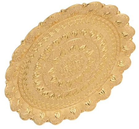 Gold-Silber-Tablett, Türkischer Tee, Kaffee, Serviertablett, Vintage-Stil, Geprägtes Muster, Rundes Kaffeetablett, Bar, Outdoor, Kommoden, Dessert(Gold)