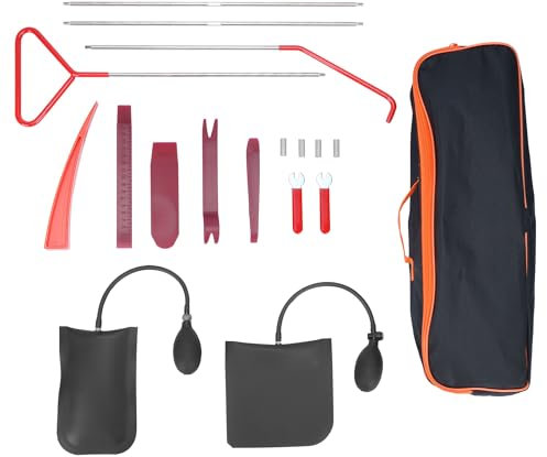 lesolar Breakdown Long Reach Kit, 18pcs Car Emergency Tools Kit, Including Car Trim Removal Tool Kits for Cars, Long Reach Grabber, Air Wedge Bag, Storage Bag