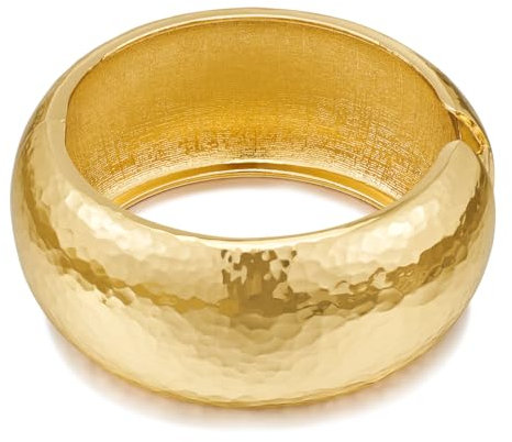 LILIE&WHITE Breiter Armreif Goldfarben – Eleganter Damen-Schmuck, Handgefertigtes Design mit Hammerschlag-Optik, Stilvolles Accessoire für Alltag und Besondere Anlässe