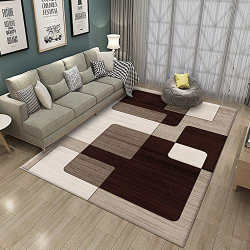 Alfombra Geometría Marrón Lavable Suave Pila Corta Alfombra,para Sala De Estar, Habitación Dormitorio, Cocina, Baño,Decoración del Hogar Alfombra Antideslizante160X230Cm