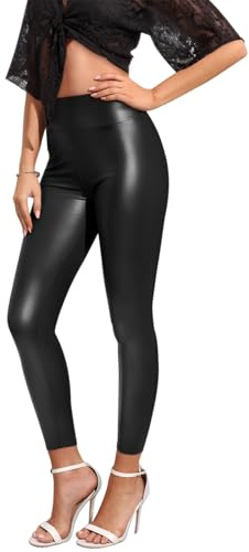 Zhiaek Lederleggings Damen Kunstleder Leggings Damen Matt Lederhose | High Waist Leder Leggings Hose Strumpfhosen Treggins Lederimitat Hose für Damen