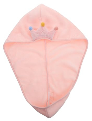 Haartrockenhaube mit Kronendesign aus Coral Fleece für Damen | Schnelltrocknend, Rutscht nicht Leicht, zum Umwickeln Langer Haare, für Zuhause und Unterwegs, Rosa