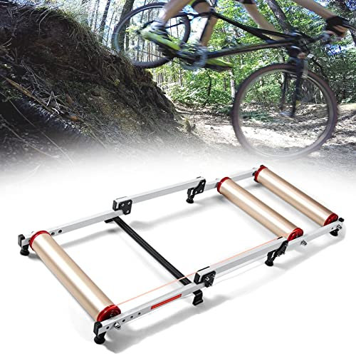 KXAOXGRC Indoor-Heimtrainer-Ständer, Einstellbare Bike Rollen Trainer mit 130 * 52cm 5 Einstellbare Front Roller EINE Rad Durchmesser von 16-27 Zoll