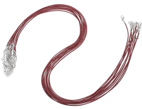 sourcing map 10 cordoncini cerati per collane da 61 cm, con chiusura, 1,5 mm, in pelle cerata, per la creazione di gioielli fai da te, bracciali, ciondoli, bordeaux