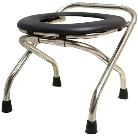 Faltbarer Duschstuhl für Schwangere und ältere Menschen, Edelstahl, rutschfester Toilettenstuhl, tragbarer Badhocker, Duschhocker (schwarz, 42 cm)