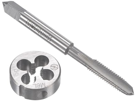 TOP-VIGOR M6 x 1 mm metrischer Linksgewindebohrer und Schneideisen-Set, Maschinengewindebohrer mit rundem Gewindeschneider, robustes Gewindebohrer- und Schneideisen-Set für Heimwerker, Reparatur,