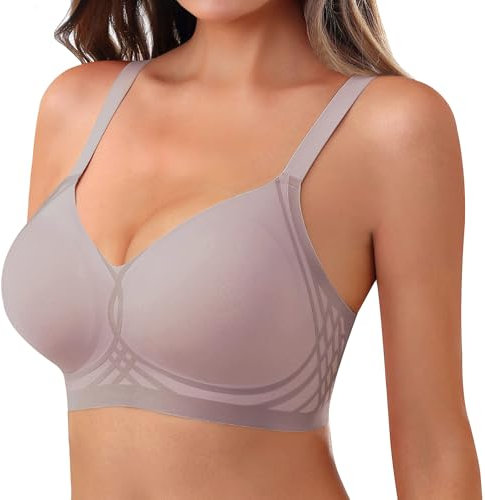 As Fairy Wireless Bra for Women Push Up Full Coverage Seamless Soft Bras with Support Regular and Plus Size (Coffee,S)