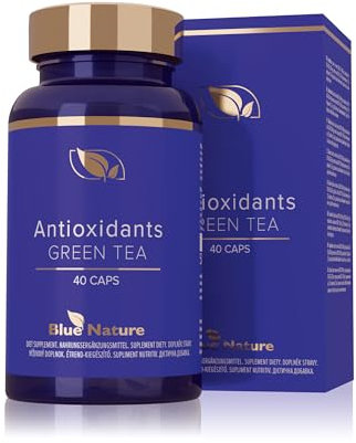 Blue Nature Powerful Green Tea & Nettle Extract Supplement: Natural Antioxidant Boost for Energy, Metabolism & Heart Health 100% Natural Multi Ingredient for Men & Women - 40 Vegetarian Capsules