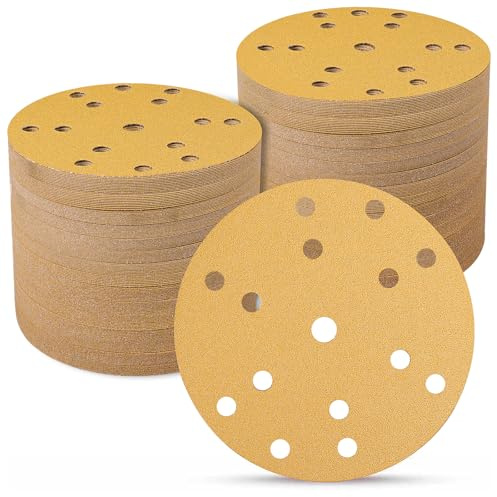 Sruhrak Schleifpapier 150mm Klett 100 Stück, 80 Körnung 6-Zoll 15 Loch Schleifscheiben Schleifscheiben 150mm klett für Uniflex-Schleifmaschinen und alle Oszillationswerkzeuge