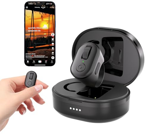 Tiktok Scrolling Ring, Bluetooth Finger Scroller Remote for Tik Tok, Page Turner for iPhone iPad & Android Tablet Ebook Reading, Remote Control Camera Video Recording for iPhone Android -Black