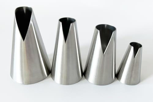 4 Pieces Russian Piping Tips Set, Stainless Steel Icing Tips, V-shaped Wave Cake Decorating Nozzles Icing Tips for Pastry Cupcakes Cakes Cookies Decorating, Baking Icing Tools