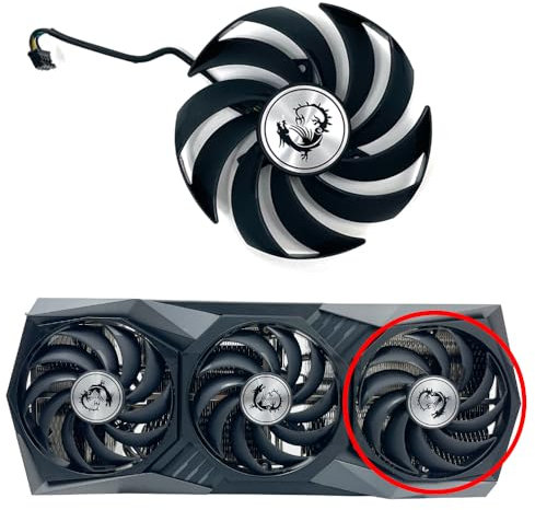 MSI RTX 3060-3090 Ti GAMING X TRIO Replacement Fan for MSI Graphics Cards, Air Cooling, 90mm, 12V, 4-Pin Graphics Card Cooler, VGA Card Replacement Fan (MS-3K-TRIO-F/c)