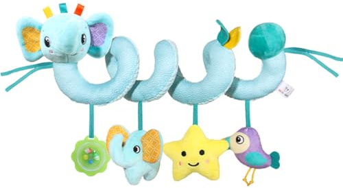 eners Kinderwagen Spielzeug Babyschale Kinderbett Spiralspielzeug - Activity Spirale Hängespielzeug Reise Aktivität Spielzeug Baby Spiral Plüschtier für Kleinkindern ab 0+ Monaten（Elefant）