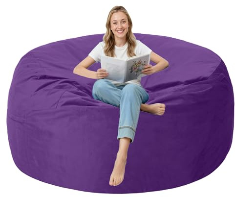 lilanoon 3FT Bean Bag Chair with Ultra Soft Velvet Cover Bean Bag Sofa with Memory Foam Bean Bag Chairs with Large Size Lazy Sofa for Dorm Office Living Room Bedroom Purple 3'