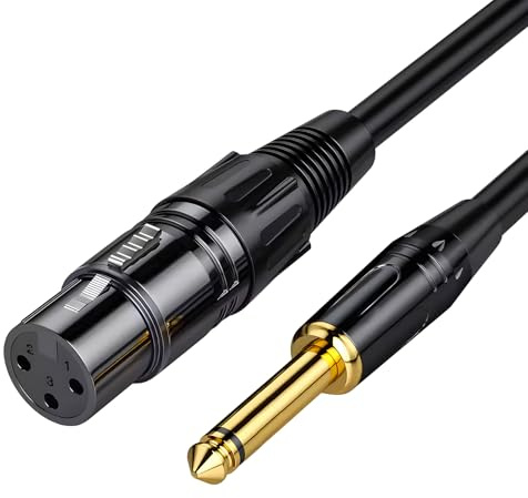 RJLLKD 2M XLR to 1/4 Jack Microphone Lead, 3Pin XLR Female to 6.35mm Jack TS Mono Mic Lead Mic Cord Audio Cable for Various Mixers Sound Cards Equalizers Speaker Condenser Mic Guitar Mixer AMP