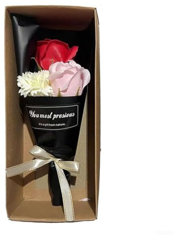 Carnation Rose Ensemble de fleurs de savon Une façon unique d'apprécier les mères et les proches (rouge)