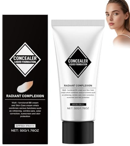 Koreanische Farbwechsel-CCC-Creme,Skin Solution CC Creme Farbwechsel-Creme 4 Funktionen LSF50+PA+++, Sonnenschutz Foundation & Concealer,Koreanische Cc-Creme Selbstanpassend Für Reife Haut (1PC, 50g)