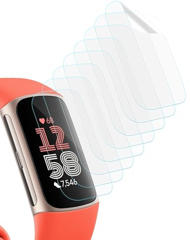 Sinoacc 8 Pack Screen Protector Compatible with Fitbit Charge 6 / Charge 5 Self-Healing TPU Film, Anti-Bubble, HD Ultra-Thin, Easy Installation | Self-Healing TPU Film, Anti-Bubble, HD Ultra-Thin, Easy Installation