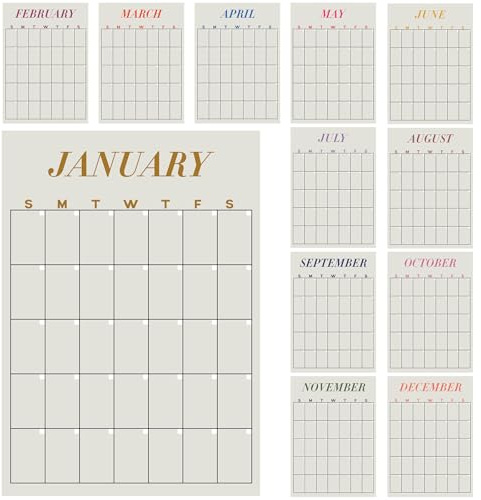 Fullhawl Calendario da parete 2025, grande, 12 mesi, riutilizzabile, 40,6 x 30,5 cm, verticale, senza restrizioni annuali, con griglia vuota, per il rientro a scuola, per l'organizzazione della casa e